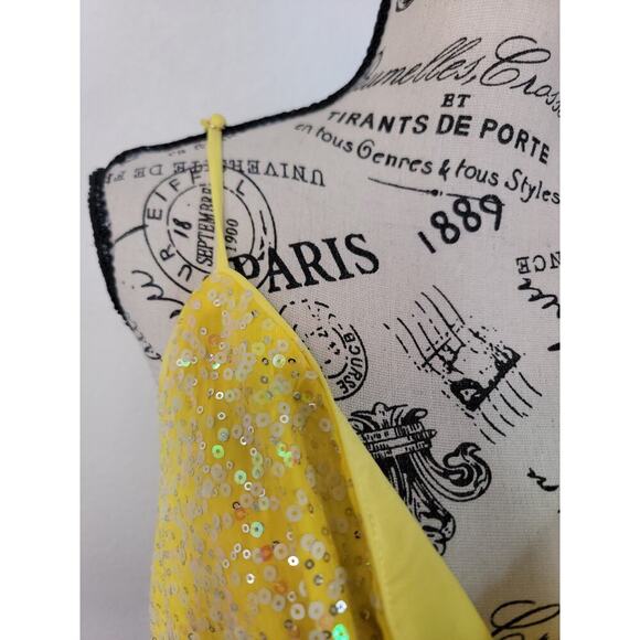 H:ours Fairy Yellow Sequin Top SZ XS Whimsycal Going Out Bling - Picture 4 of 8